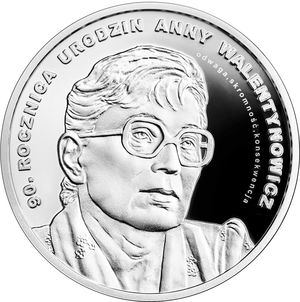 Монета «90 лет со дня рождения Анны Валентинович» Польша 2019