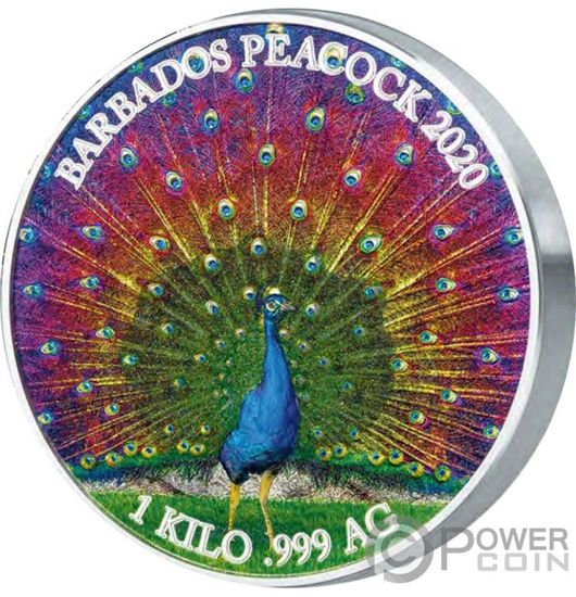 Монета «Павлин» («PEACOCK») Барбадос 2020