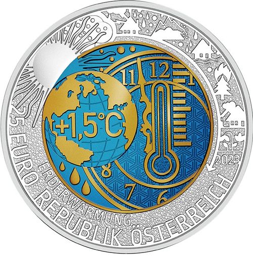 Монета «Глобальное потепление» («Global Heating») Австрия 2023