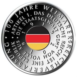 Монета «100 лет Веймарской конституции» (
