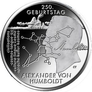 Монета «250 лет со дня рождения Александр фон Гумбольдта» Германия 2019