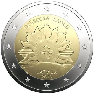 Монета «Восходящее солнце» Латвия 2019